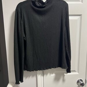 SHEIN Black Ribbed Long Sleeve Top